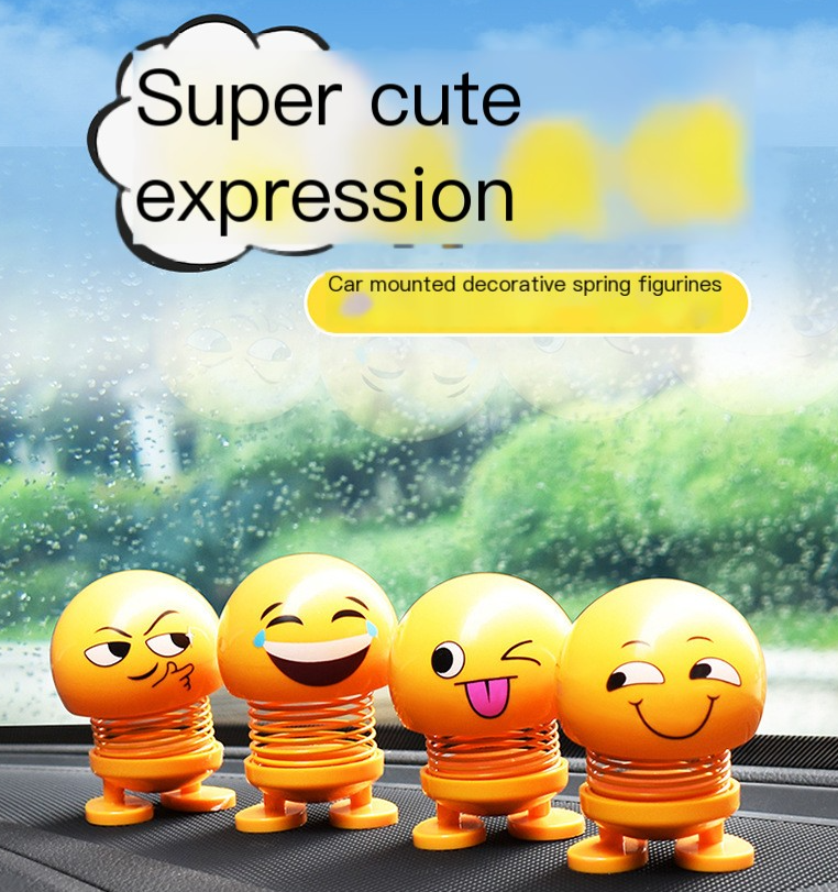 Car Spring Head Bobblehead Emoji Figurine Decor