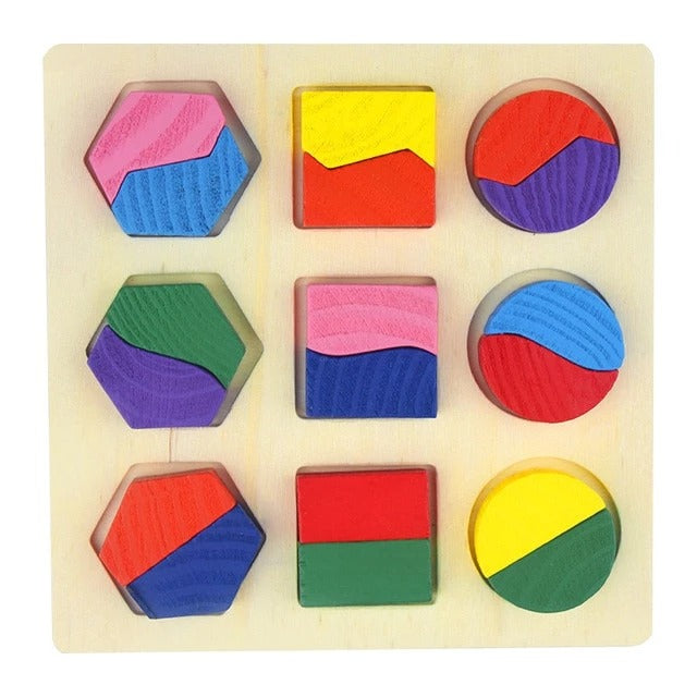 Wooden 3D Puzzle Toy with Geometric Shapes