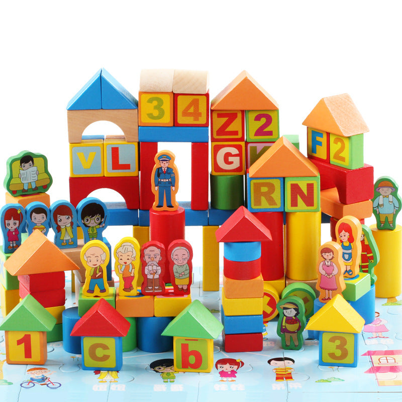 Wooden Stacking Blocks Set for Early Education (200 pcs)