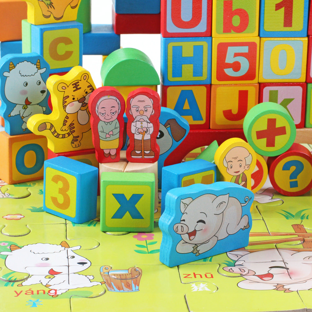 Wooden Stacking Blocks Set for Early Education (200 pcs)