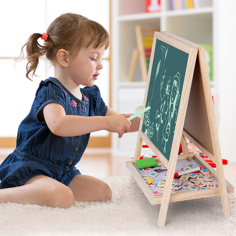 Tableau à dessin magnétique double face en bois pour enfants